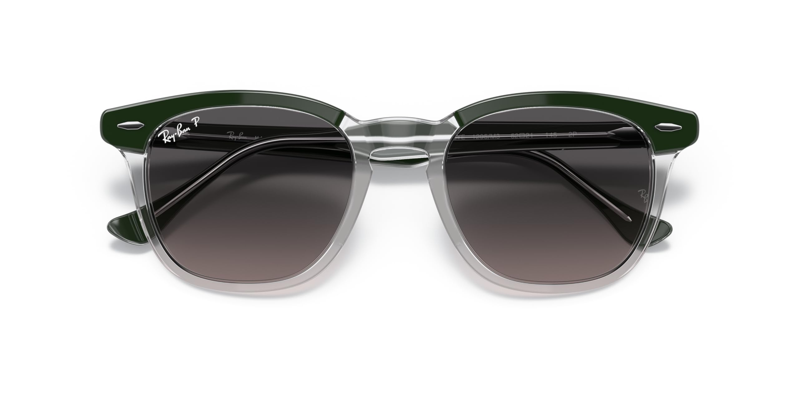 Ray-Ban Unisex Sunglasses Green On Transparent Frame, Grey Lenses, 52MM