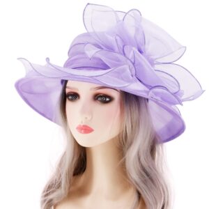 Testudineus Women Organza Bow-Knot Church Hat Fascinator Cap for Tea Party Bridal Wedding Dress Sun Hat