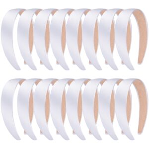 siquk 16 pieces satin headbands white headband 1 inch satin hard headbands diy hair headbands for women