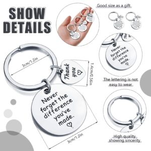 12 Pieces Thank You Gifts Appreciation Keychain Make a Difference Keychain Inspirational Stainless Steel Appreciation Keyrings Gifts for Women Volunteer Teacher Employee Social Worker(Silver)