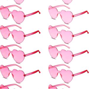 60 Pairs Heart Sunglasses Pink Heart Shaped Rimless Sunglasses Transparent Heart Frameless Glasses Candy Color Heart Sunglasses for Party Favor Cosplay