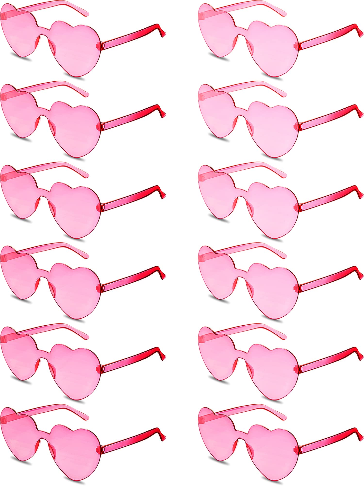 60 Pairs Heart Sunglasses Pink Heart Shaped Rimless Sunglasses Transparent Heart Frameless Glasses Candy Color Heart Sunglasses for Party Favor Cosplay