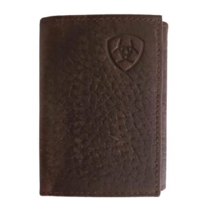 ariat trifold wallet emboss corner logo brown one size