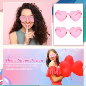 60 Pairs Heart Sunglasses Pink Heart Shaped Rimless Sunglasses Transparent Heart Frameless Glasses Candy Color Heart Sunglasses for Party Favor Cosplay