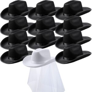 unittype 12pcs cowgirl hats bride cowboy hats bachelorette cowboy hat for party wedding bachelorette bridal shower engagement(black, white, classic style)