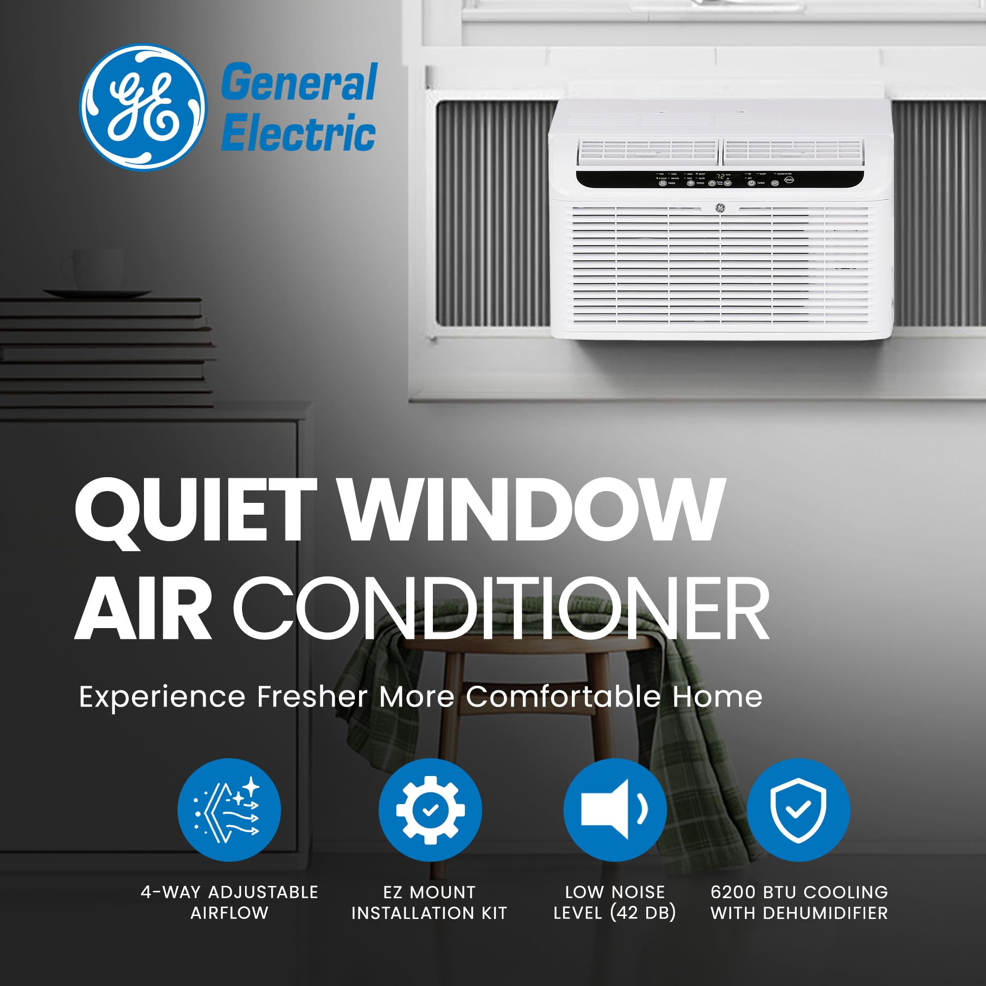 GE AHD06LZ Ultra Quiet 250 Sq. ft. Window Air Conditioner (Renewed)