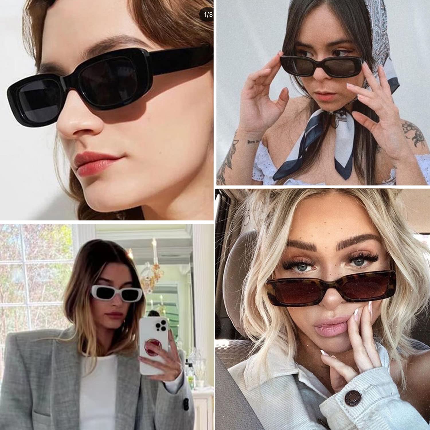 kimorn Rectangle Sunglasses for Women Men Trendy Retro Fashion Sun Glasses 90’s Vintage Square Frame K1200 (White Frame Grey Lens, 65)