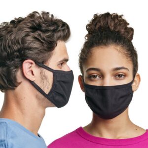 AIRQUEEN [10 Masks] Hane's Men's and Women's Soft 3-Ply 100% Cotton Washable and Reusable Face Masks with Adjustable Nosepiece,One size Fits most.(Black)