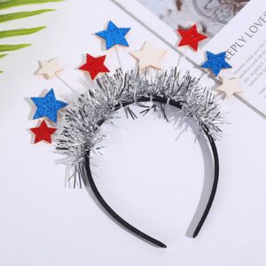 AVMBC 4th of July Headband Glittery Stars Headband Stars Hair Accessory for Independence Day Patriotic Party Decorations