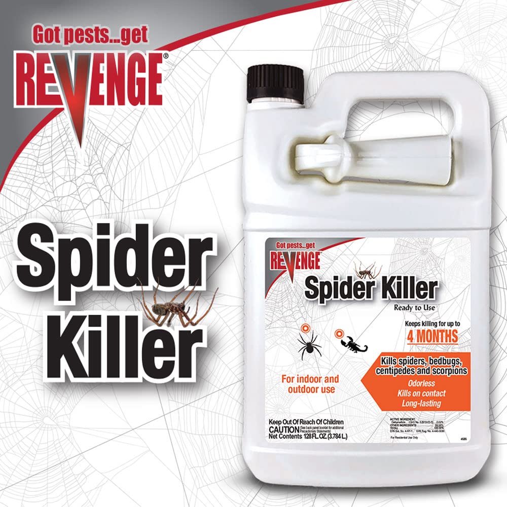 Bonide Revenge Spider Killer, 128 oz Ready-to-Use Spray, Long Lasting Odorless for Formula for Indoors and Outdoors