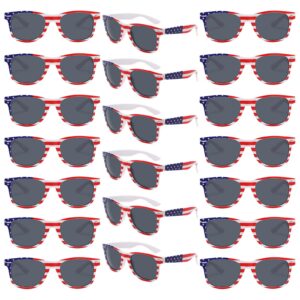 yqvie bulk american flag sunglasses retro 90s style sunglasses for men women independence day party supplies uv400 protection (20pack)