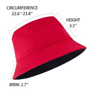 Women Reversible Bucket Hat, Summer Sun Hat for Women, Black- White