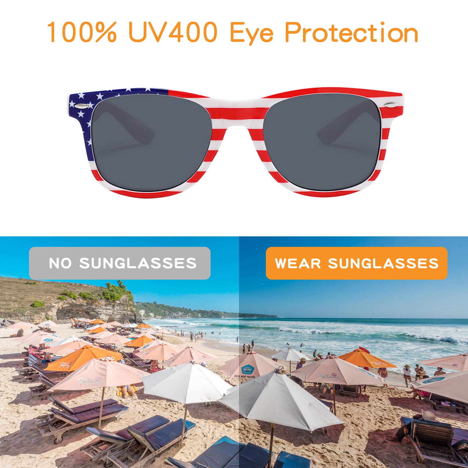 YQVIE Bulk American Flag Sunglasses Retro 90s Style Sunglasses for Men Women Independence Day Party Supplies UV400 Protection (20Pack)