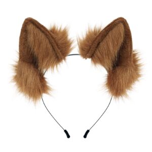 adolala furry cat wolf fox ears headband halloween headwear cosplay costume party for women girls