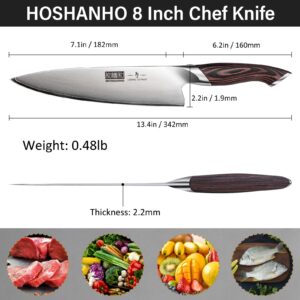 HOSHANHO Kitchen Knife in Japanese Steel AUS-10, High-Class Chef's Knife 8 inch Professional Cooking Knife, Non-slip Ultra Sharp Knife with Ergonomic Handle