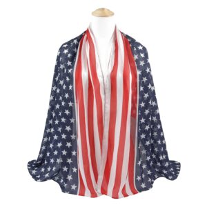 E-Clover Scarfs for Women American Flag Scarf Patriotic Scarves Beach Wraps for Summer Fall USA 4th of July Gifts