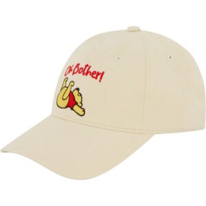 disney winnie the pooh dad hat, cotton adjustable adult baseball cap with curved brim, khaki, one size