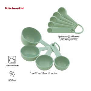 KitchenAid Universal Easy To Read Measuring Cup and Spoon Set with Soft Grip Handle for Maximum Control, Hang Hole and Nesting For Easy Storage, Dishwasher Safe, 9 Piece, Pistachio