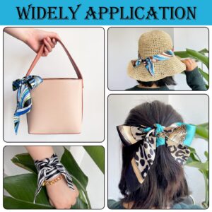 RainFlowwer Fashion Scarf Handle Bag Hair Tie Headband, 12Pcs Neckerchief Package Hair Head Band for Purse Decor, Neck Scarf Skinny Scarfs for Women Hair Bracelet