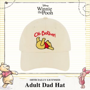 Disney Winnie The Pooh Dad Hat, Cotton Adjustable Adult Baseball Cap with Curved Brim, Khaki, One Size