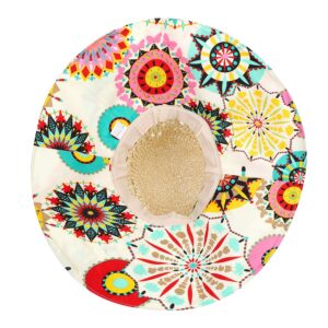 PENINSULA LOVE Summer Anti-UV Wide Brim Beach Hats Women Flower Floppy Foldable Roll up Cap Beige