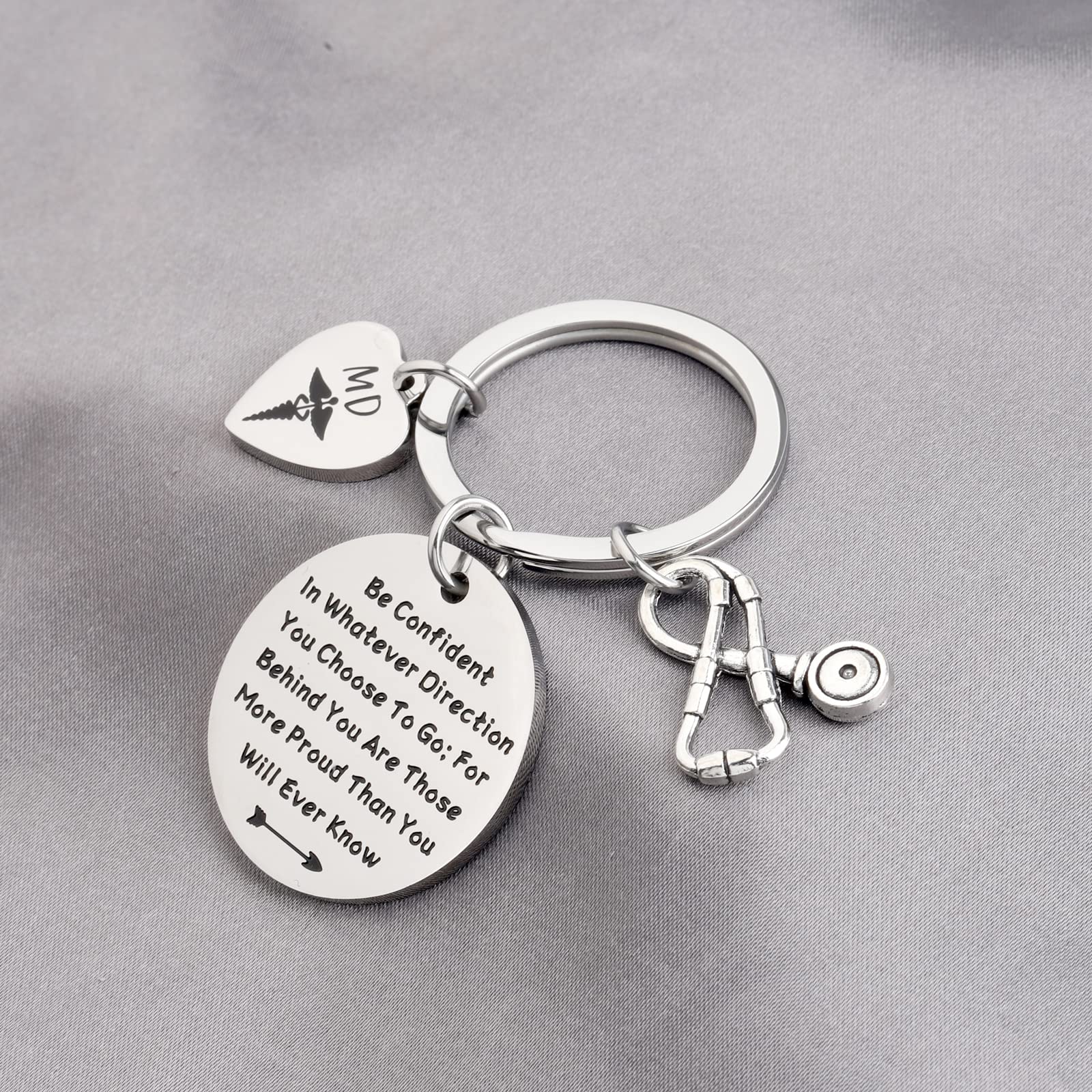 LQRI MD Gifts Keychain Medical Doctor Gifts New Doctor Gifts MD Med Medical School Graduation Gifts Student Doctor Gifts (silver)