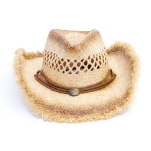 Old Stone Straw Cowboy Cowgirl Hat for Men Women Wide Brim Sun Hat Western Style (Cheryl Beige)