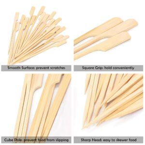 3.5 Inch Bamboo Skewers 100PCS Food Appetizer Toothpicks Wide Flat Paddle Bamboo Wood Picks for Cocktail, Marshmallow, Fruit, Grilling, Drink, BBQ, Barbecue, Yakitori Chicken, Fondue, Roasting