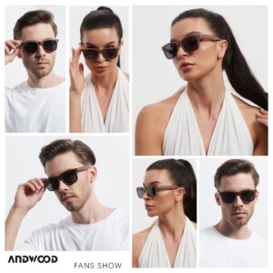 ANDWOOD Wood Sunglasses Polarized for Men Women UV Protection Wooden Sun Glasses Bamboo Shades Walnut Black Handmade