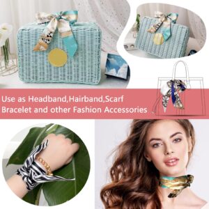 RainFlowwer Fashion Scarf Handle Bag Hair Tie Headband, 12Pcs Neckerchief Package Hair Head Band for Purse Decor, Neck Scarf Skinny Scarfs for Women Hair Bracelet