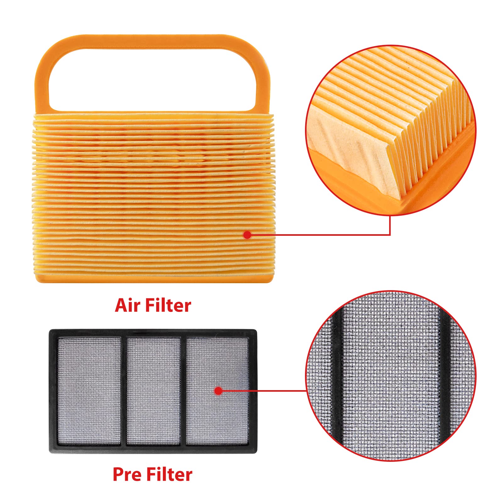 IDEASURE TS420 Air Filter & Pre Filter Sets Compatible with Stihl TS420 TS410 TS480i Concrete Cutoff Cutquik Chop Saw, Replace 4238 141 0300, 605-555, 5 Pack