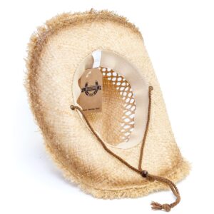 Old Stone Straw Cowboy Cowgirl Hat for Men Women Wide Brim Sun Hat Western Style (Cheryl Beige)