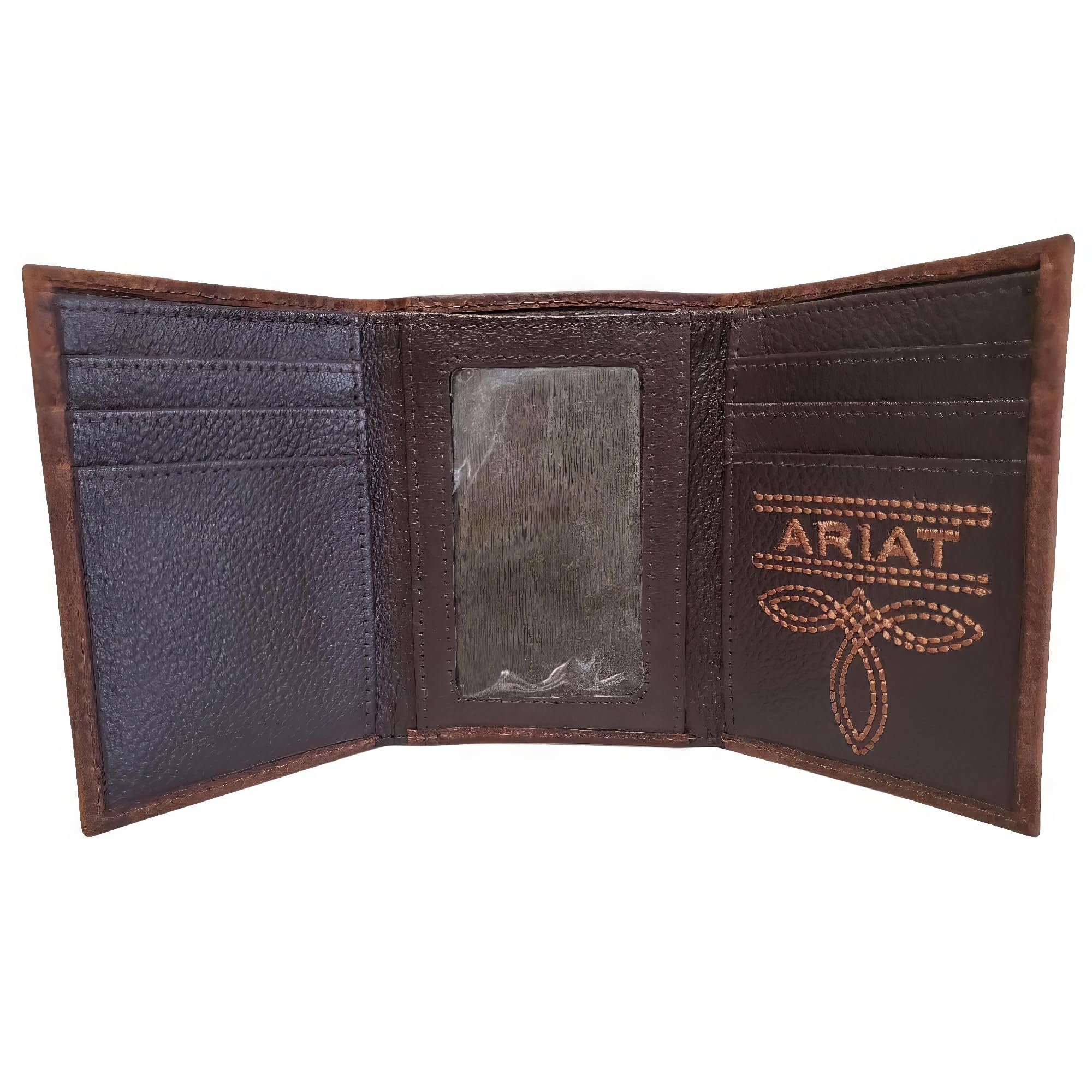 ARIAT Trifold Wallet Emboss Corner Logo Brown One Size