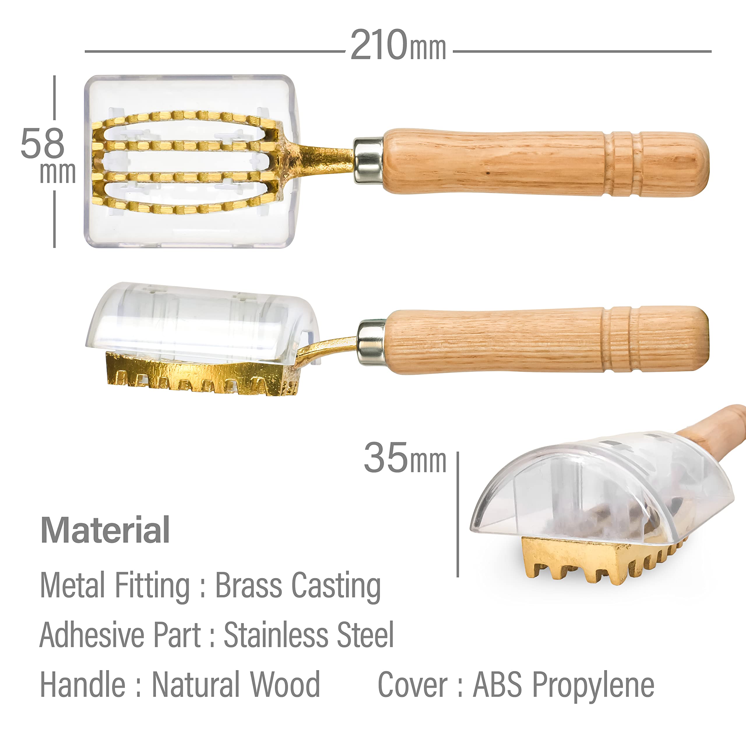 Fish Scale Remover with Box with Brass Serrated Sawtooth and Wooden Handles from Tsubame-Sanjo, Japan【Yamasan】