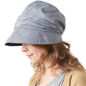 charm womens summer sun hat - organic cotton chemo wide brim cap spf protection navy