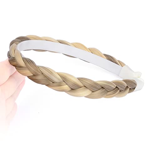 DIGUAN Headband Synthetic Hair Plaited Headband Braid Braided Without Teeth Hair Band Accessories for Women Girl Wide 0.6 Inch (Buttered Toast)