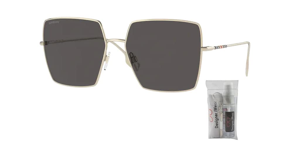 BURBERRY Daphne BE3133 110987 58MM Light Gold/Dark Grey Square Sunglasses for Women + BUNDLE With Designer iWear Eyewear Kit