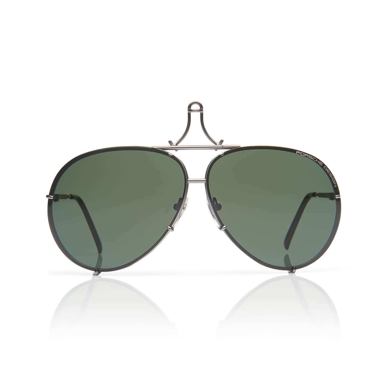 Porsche Design P8478 Iconic Sunglasses (60mm, C - Grey Mat/Lens - Green/Extra Lens - Dark Orange, Silver Mirrored)