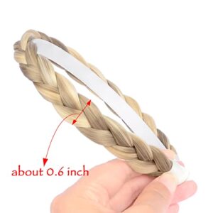 DIGUAN Headband Synthetic Hair Plaited Headband Braid Braided Without Teeth Hair Band Accessories for Women Girl Wide 0.6 Inch (Buttered Toast)