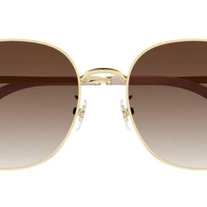 Gucci Women's Mini Running Metal Round Sunglasses, Gold/Gold/Brown, One Size