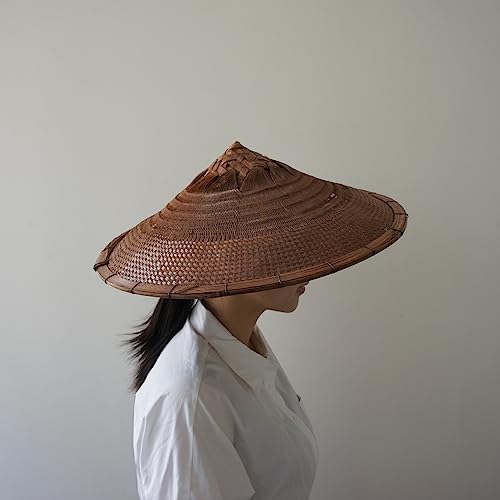 xihexi Handmade Bamboo Sun Hat Straw Hat Dia.19 Inches Depth 5 inches (brown)