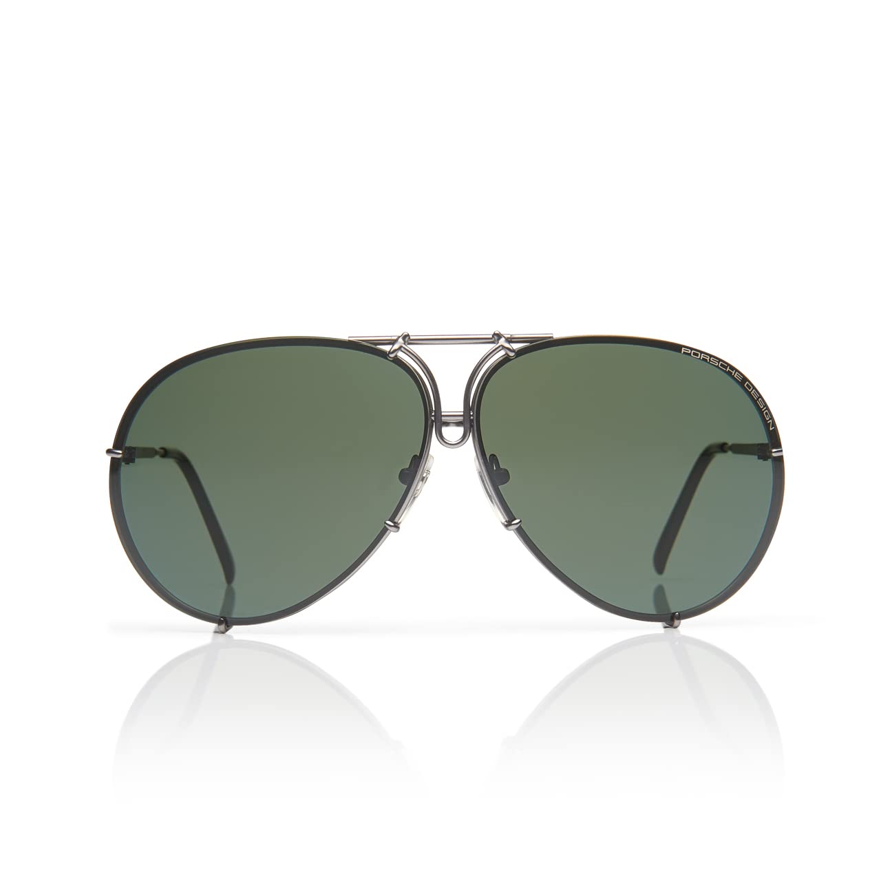 Porsche Design P8478 Iconic Sunglasses (60mm, C - Grey Mat/Lens - Green/Extra Lens - Dark Orange, Silver Mirrored)