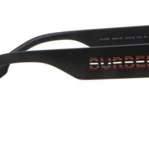 BURBERRY BE 4358 346487 Matte Black Injected Square Sunglasses Dark Grey Solid Color Lens