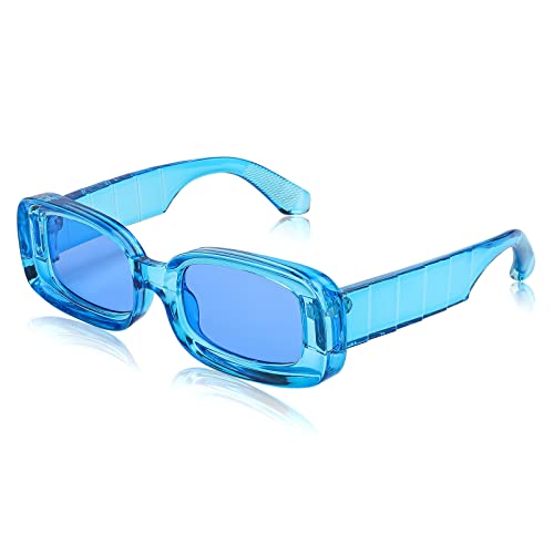 FEISEDY Trendy Rectangle Sunglasses Retro 90s Candy Color Chunky Frame Square Sun Shades Women Men B2307