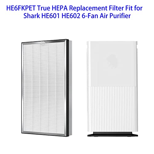 HE6FKPET True HEPA Replacement Filter Fit for Shark HE600 HE601 HE602 6 Fan Air Purifier Compare Part HE6FKPET HE6FKBAS HE6FKPRO