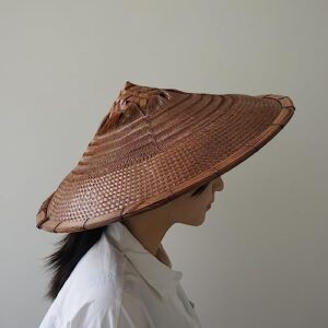 xihexi Handmade Bamboo Sun Hat Straw Hat Dia.19 Inches Depth 5 inches (brown)