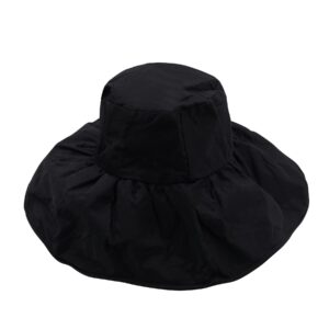 Women Summer Rain Hat UV UPF 50 Sun Protection Wide Brim Hat Sun Hat Foldable Bucket Hat (Black)