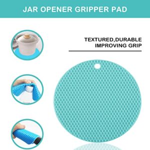 Jar Opener for Weak Hands, Seniors with Arthritis, 5 in 1 Multi Function Bottle Opener Lid Opener For Arthritic Hands with Non Slip Rubber Jar opener Gripper Pad(3-piece set, Blue)