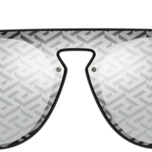 Versace VE 4420 GB1/AL Black Plastic Aviator Sunglasses Silver Mirror Lens