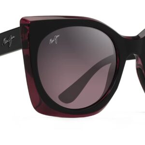 Maui Jim Women's Pakalana Polarized Fashion Sunglasses, Black Cherry w/Raspberry Inter/Maui Rose®, Medium